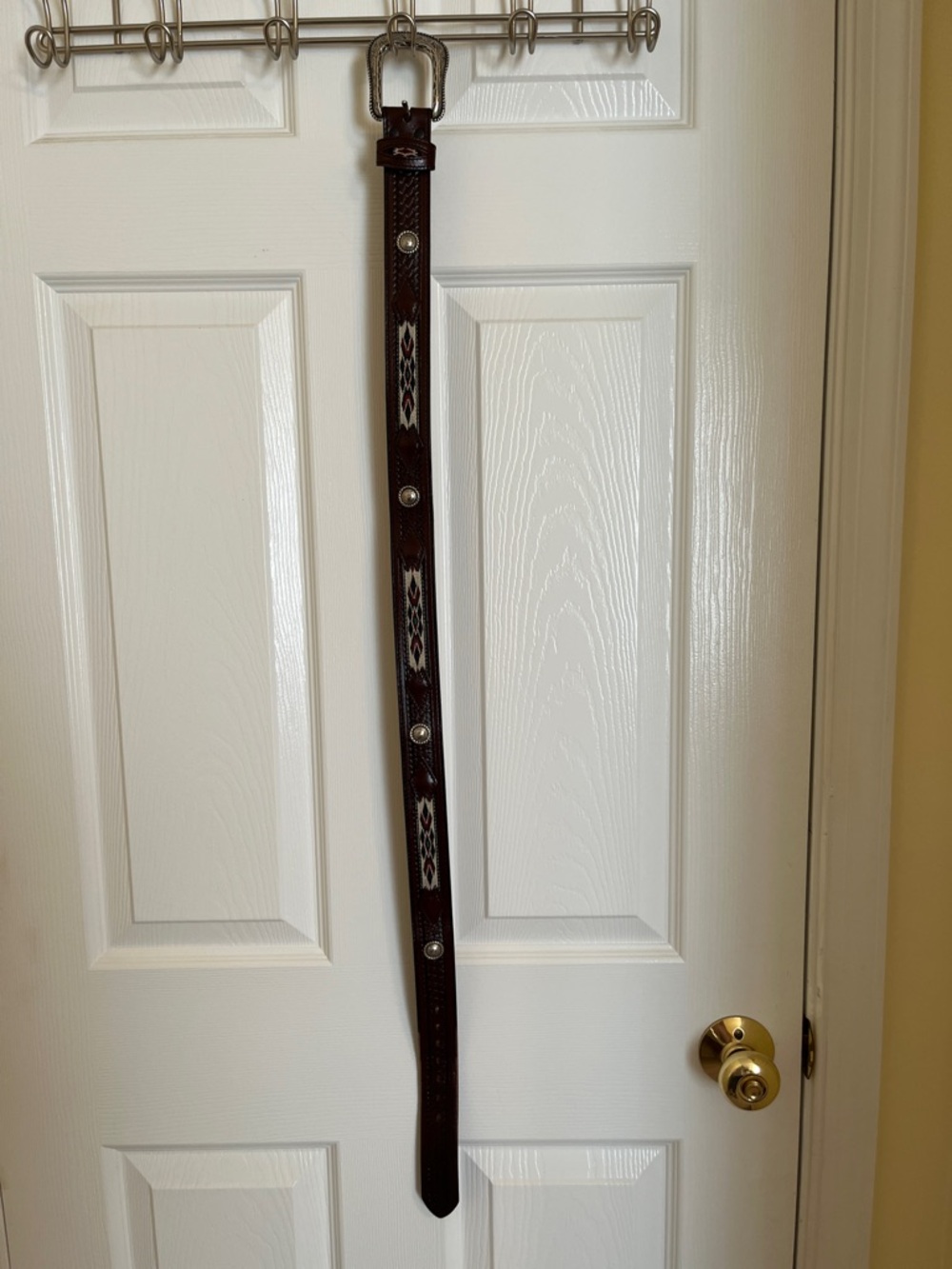 Wrangler Dark Brown Leather Belt Strap with Western Inlay